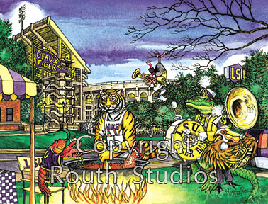 Louisiana Greeting Cards - Cajun Greeting Cards - LSU Tailgate Party Note cards